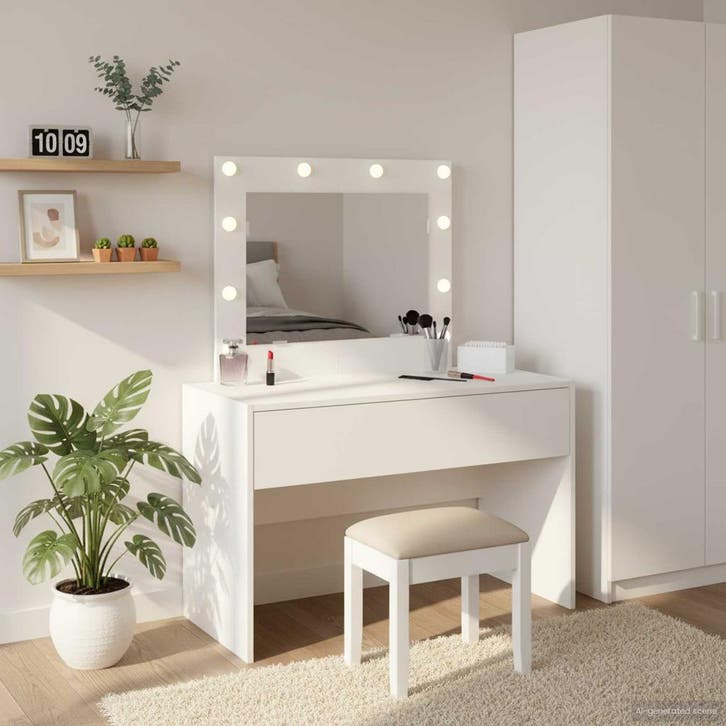 vidaXL Kaptafel Wit 83 x 40 x 70 cm Bewerkt hout, Maison & Meubles, Tables | Coiffeuses, Envoi