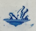 Tegel - Drenkeling / man in het water - 1700-1750 - Delfts, Antiek en Kunst