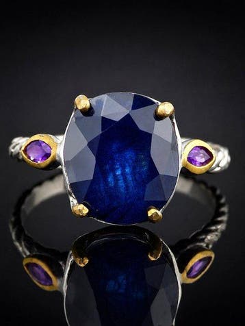 Sans prix de réserve - Bague Grande bague en saphir - argent, Bijoux, Sacs & Beauté
