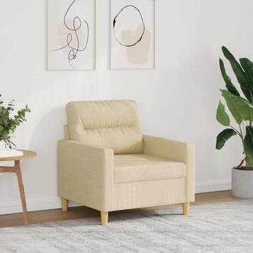 vidaXL Fauteuil 60 cm stof crèmekleurig, Huis en Inrichting, Zetels | Zetels, Verzenden, Nieuw