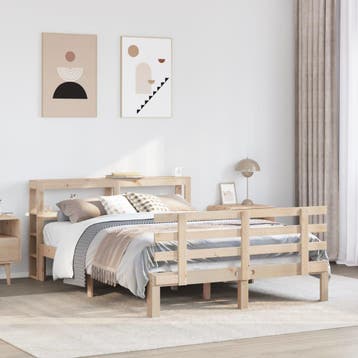 vidaXL Bedframe met hoofdbord massief grenenhout 120x190 cm, Verzenden, Nieuw