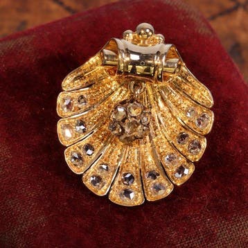 Broche - 18 karaat Geel goud - Diamant - Antiek Victoriaans