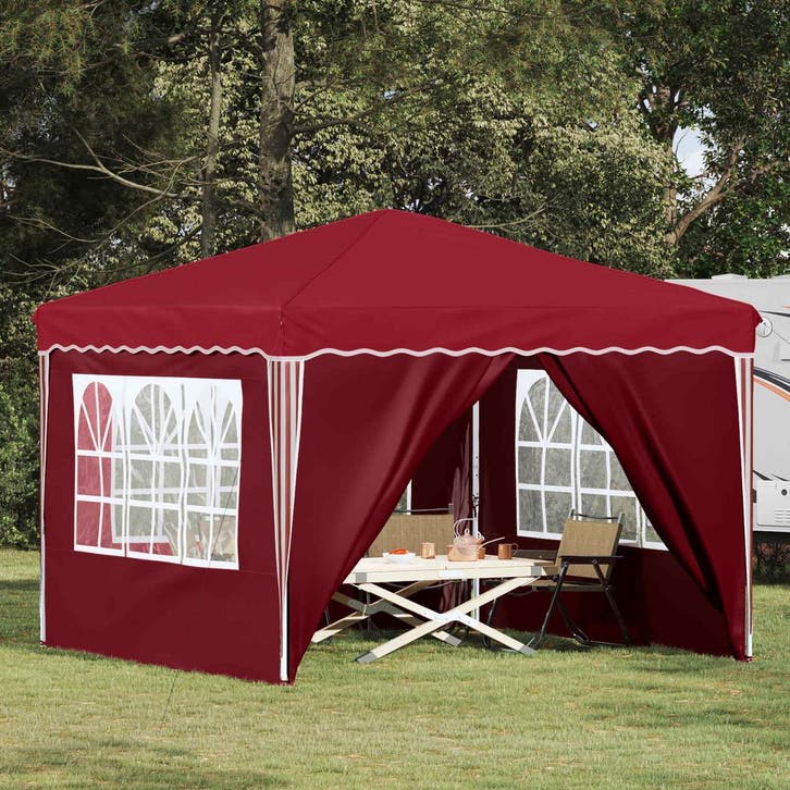 vidaXL Pop-up Feesttent Bordeauxrood 288 x 288 x 245 cm, Jardin & Terrasse, Tonnelles, Envoi