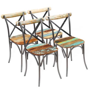 vidaXL Eetkamerstoelen 4 st massief gerecycled hout, Verzenden, Nieuw