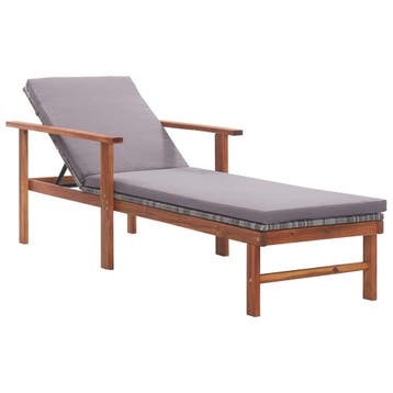 vidaXL Ligbed met kussen poly rattan en massief acaciahout, Verzenden, Nieuw