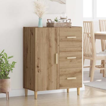 vidaXL Dressoir Artisan Eiken 34 x 69,5 x 90 cm Bewerkt hout, Verzenden, Nieuw