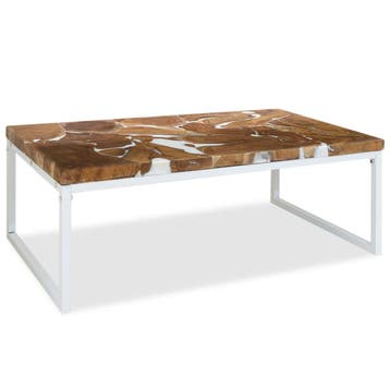 vidaXL Salontafel 110x60x40 cm teakhout en hars, Huis en Inrichting, Tafels | Salontafels, Verzenden, Nieuw
