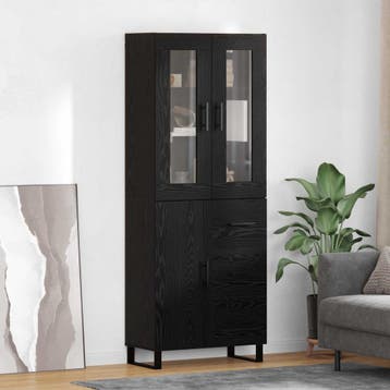vidaXL Highboard met lade 2 pcs Zwart Eiken Gefabriceerd, Verzenden, Nieuw
