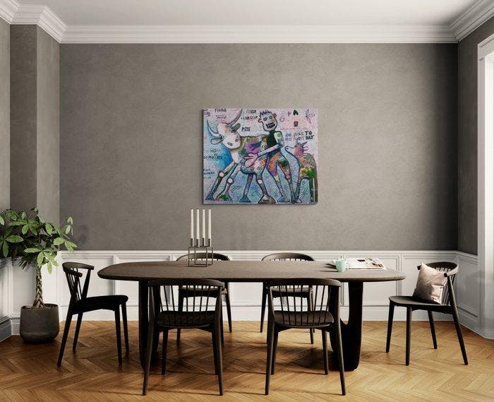 Fredi Gertsch - Give Peace A Chance - XXL, Antiek en Kunst, Kunst | Schilderijen | Modern
