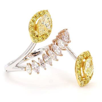 Statement ring - 18 karaat Witgoud - 1.58ct. tw. Geel