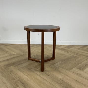 design bijzettafel - zwart glazen inlegblad, (hxbxd), Gebruikt