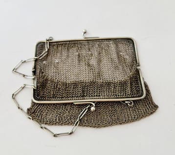 Other brand - Antique Edwardian Sterling Silver Mesh Purse, Antiek en Kunst