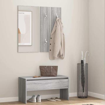 vidaXL Garderobe set bewerkt hout grijs sonoma eikenkleurig, Verzenden