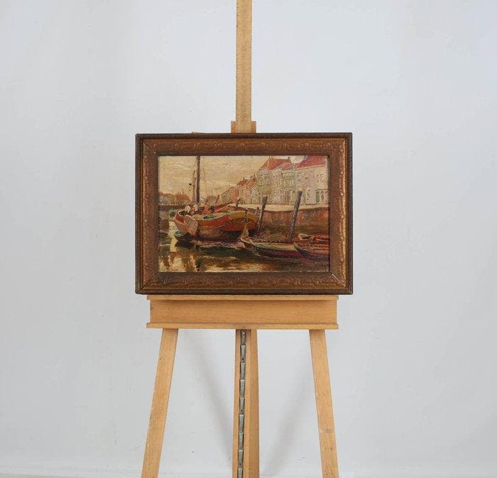 Jan van Delft (1879-1952) - Haven gezicht, Antiquités & Art, Art | Peinture | Classique