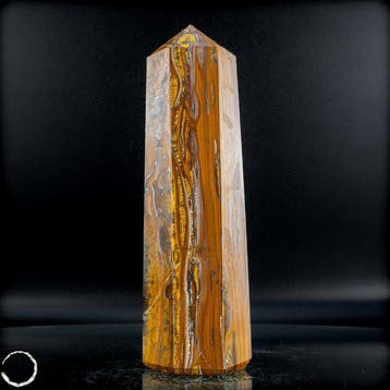 Natuurlijke tijgeroog-obelisk met goudbruin zijde-structuur-