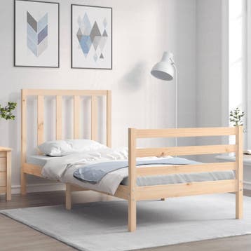 vidaXL Bedframe met hoofdbord massief hout, Verzenden, Nieuw