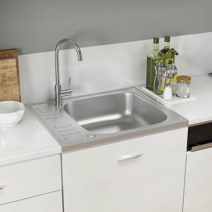 vidaXL Gootsteen met afvoerset 600x500x155 mm roestvrij, Huis en Inrichting, Keuken | Keukenelementen, Nieuw, Verzenden