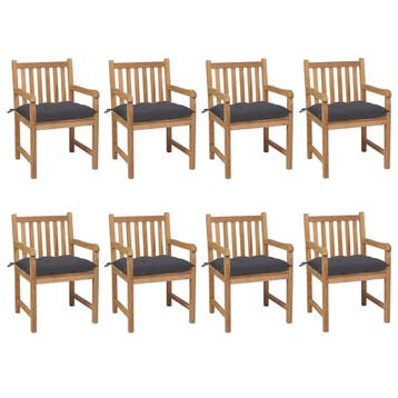 vidaXL Tuinstoelen 8 st met antracietkleurige kussens, Tuin en Terras, Tuinstoelen, Verzenden, Nieuw