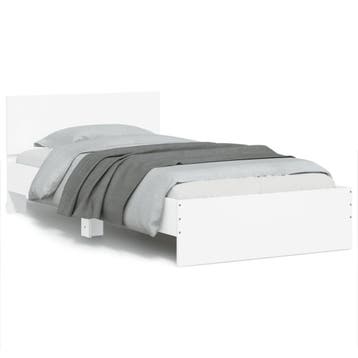 vidaXL Bedframe met hoofdbord en LED-verlichting wit 100x200, Verzenden, Nieuw