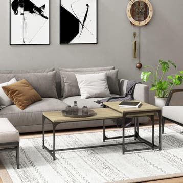 vidaXL Salontafels 2 st bewerkt hout sonoma eikenkleurig, Verzenden, Nieuw