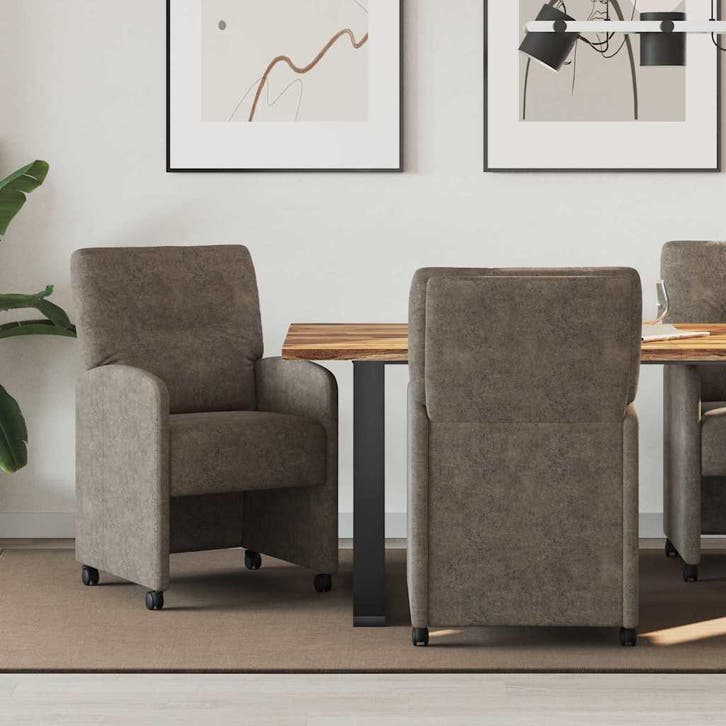 vidaXL Eetkamerstoelen met wielen 2 pcs Donkergrijs 57 x 67, Maison & Meubles, Chaises, Envoi