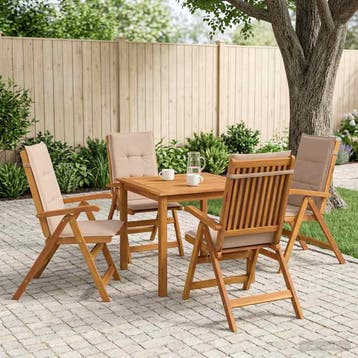 vidaXL 5-delige tuin eetset Naturel Massief Acacia Hout, Verzenden, Nieuw