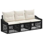 vidaXL Tuinbank Set 3 pcs Zwart poly rattan, Tuin en Terras, Verzenden, Nieuw