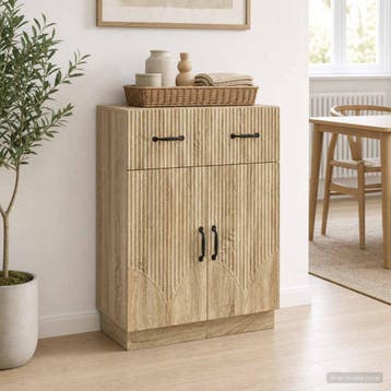 vidaXL Dressoir met lade Sonoma Eiken 66 x 34,5 x 87 cm, Verzenden