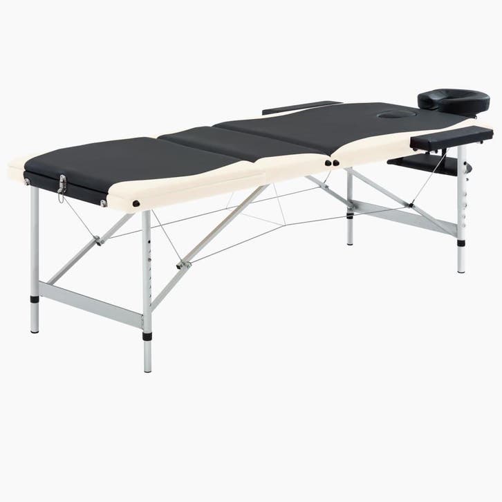 vidaXL Massagetafel inklapbaar 3 zones aluminium zwart en, Sports & Fitness, Produits de massage, Envoi