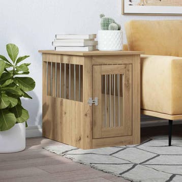 vidaXL Hondenbench 45x62x59 cm bewerkt hout artisanaal, Verzenden, Nieuw
