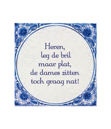 Delfts Blauw Tegel Bril Plat 14,5cm, Verzenden