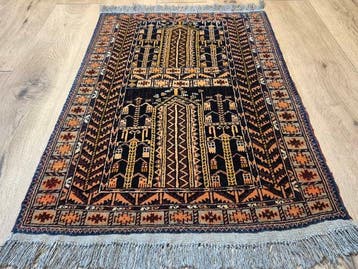Œuvre dart antique rare : tapis nomade baloutche tissé à la, Nieuw