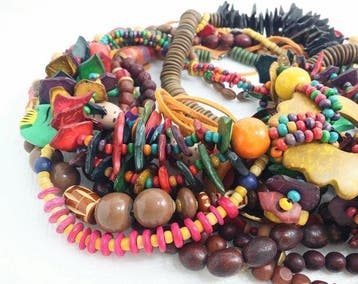 Themacollectie - Vintage houten kralen Boho-halskettingen