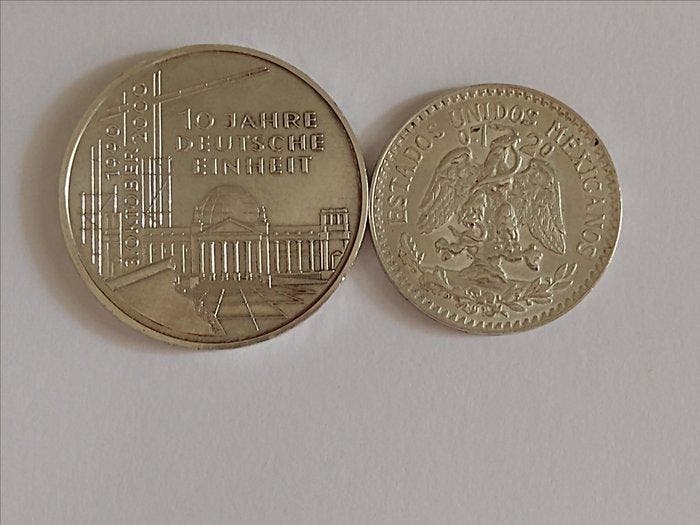 Duitsland 10 mark uit 2000 + Mexico 1 centavo uit 1944, 2, Postzegels en Munten, Munten | Europa | Niet-Euromunten