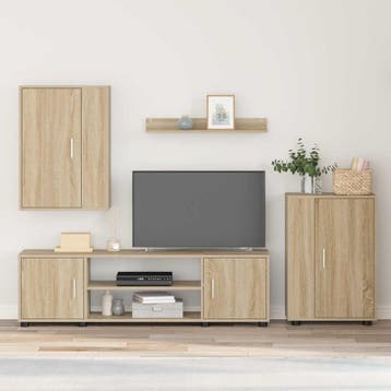 vidaXL Tv-meubelset Sonoma Eik Bewerkt hout, Verzenden, Nieuw