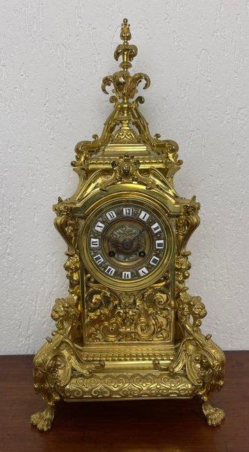 Klok Louis XVI Brons - 1850-1900 - met cartouches, Antiquités & Art
