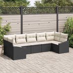 vidaXL Bankstel met kussen 7 pcs Zwart poly rattan, Verzenden, Nieuw