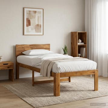 vidaXL Eenpersoonsbed met hoofdbord ROSTOCK Naturel 80 x 200, Verzenden