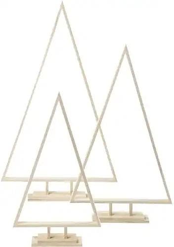 Houten Kerstbomen met voet 40+50+60 cm set 3 stuks