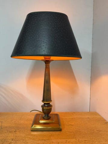 Herda - Tafellamp - Zware zuil koper/messing tafellamp met, Antiek en Kunst
