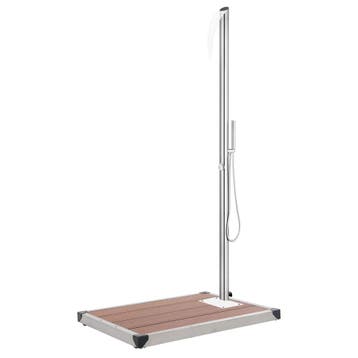 vidaXL Buitendouche met bruine basis 225 cm roestvrij staal, Verzenden, Nieuw