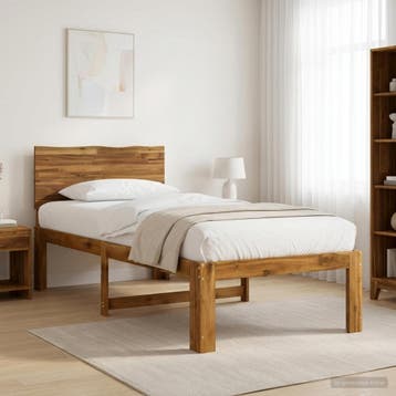 vidaXL Eenpersoonsbed met hoofdbord ROSTOCK Naturel 90 x 190, Verzenden