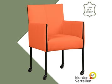 Leren eetkamerstoel More - Toledo Orange (oranje) - Poten, Huis en Inrichting, Overige kleuren, Bohemian, Industrieel, Modern, Scandinavisch