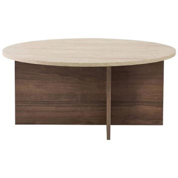Evila Modern Coffee Table, 90 X 90 X 40 Cm, Travertine &, Verzenden, Nieuw, 50 tot 100 cm, Scandinavisch