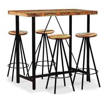 vidaXL Barset massief gerecycled hout 5-delig, Huis en Inrichting, Verzenden, Nieuw
