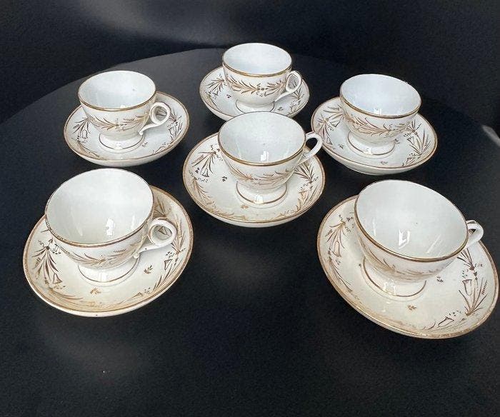 Koffieservies (6) - Porselein - Porselein van Parijs, Antiek en Kunst, Antiek | Glaswerk en Kristal