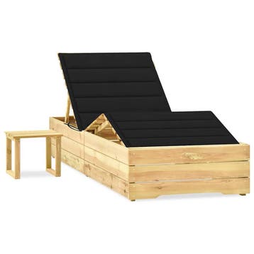 vidaXL Ligbed met tafeltje en kussen geïmpregneerd, Tuin en Terras, Verzenden, Nieuw