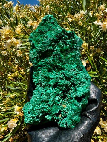 Uniek Groen Fluwelen Malachiet Kristal op matrix - Hoogte: