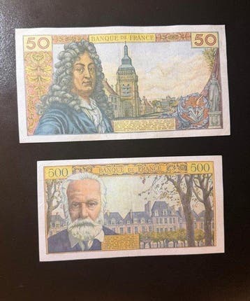 Frankrijk. - 50, 500 Francs - 1958/1974 - Pick 133 e 148, Postzegels en Munten