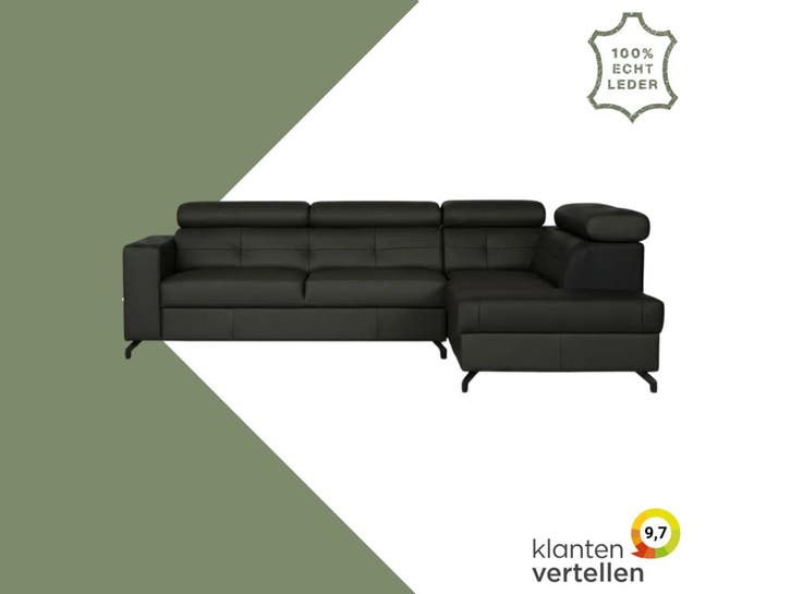 Leren hoekbank Nova - 2.5-zits arm links + Longchair arm, Antiek en Kunst, Antiek | Meubels | Stoelen en Sofa's, Ophalen of Verzenden